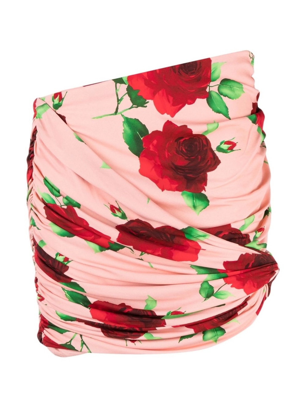 Magda Butrym Pink Sarong with Red Rose Print